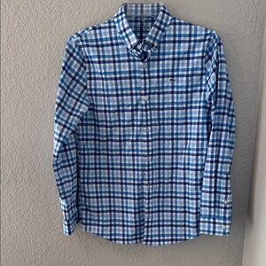 Vineyard Vines Blue and White Plaid Men's Shirt